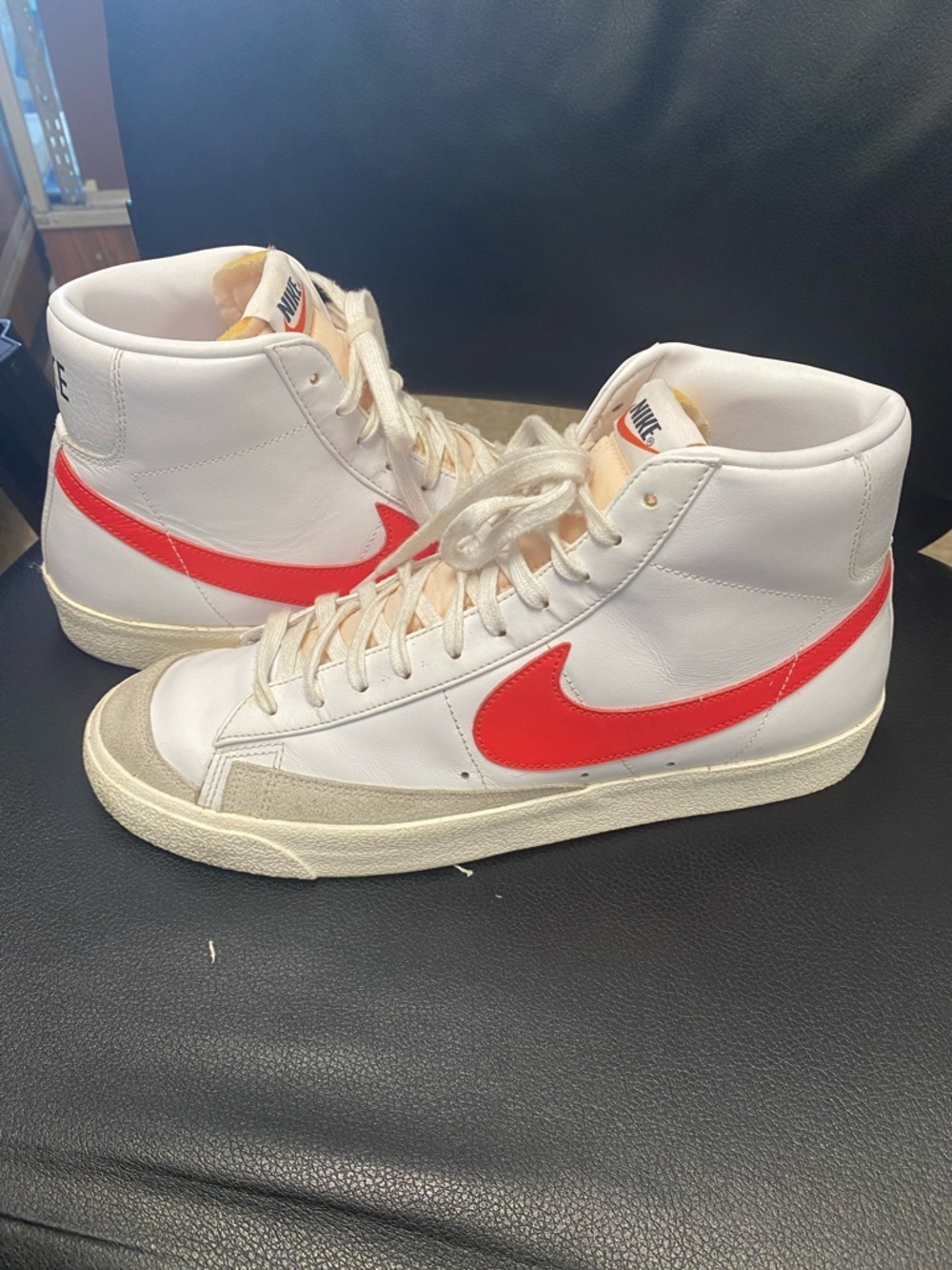 Nike White leather chuck High-Top Sneakers with Red Swoosh